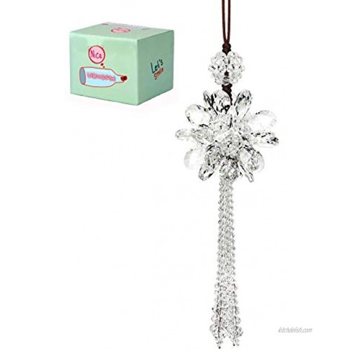 Crystal Flower Car Hanging Ornament Car Rear View Mirror Pendant Car Accessories White