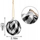 Deloky 16Pcs Buffalo Plaid Fabric Ball- 2.16 Inch Small Christmas Fabric Wrapped Balls Christmas Hanging Ornament for Halloween Party Decor Christmas Tree Party Decoration Supplies Black&White