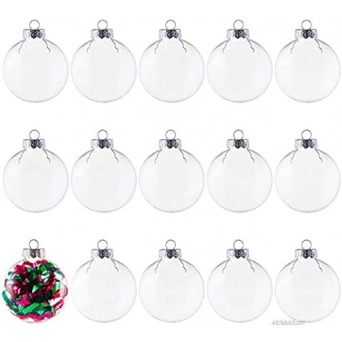 Kingrol 15 Pack Ornament Discs 3.15 Inch Clear Plastic Fillable Ornament Ball for DIY Craft Projects Christmas Wedding Party Home Decor