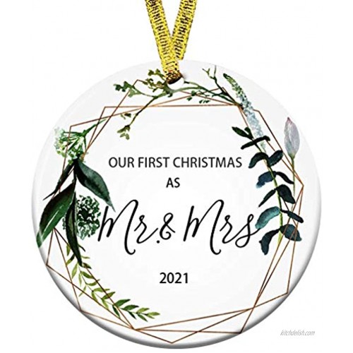Kooer First Christmas as Mr Mrs Ornament 2021 Wedding Shower Gift 2021 Wedding Ornament Mr & Mrs