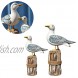 LIOOBO 2pcs Wooden Seagull Figurine Nautical Decorations Ornaments Rustic Vintage Coastal Beach Home Decorations Nautical Gifts