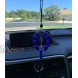 LUCKBOOSTIUM Lucky Blue Horseshoe Hanging Ornament w Crystal Evil Eye and Bead Tassel Protection Blessing Strength Power Home Office Decoration Car Ornaments for Rear View Mirror