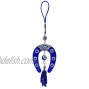 LUCKBOOSTIUM Lucky Blue Horseshoe Hanging Ornament w Crystal Evil Eye and Bead Tassel Protection Blessing Strength Power Home Office Decoration Car Ornaments for Rear View Mirror