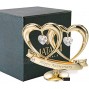Matashi 24K Gold Plated Happy Anniversary Double Heart Figurine Ornament with Genuine Crystals Clear Crystal Wedding Gift for Couples for Husband Wife Mother Father Cake Topper Romantic Gifts