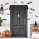 OEAGO Halloween Decorations Decor Sets 1 PC Black Lace Spiderweb Fireplace Mantle Scarf 18 x 98 inch &12 PCS Scary Reusable PVC 3D Bats Wall Sticker for Hallowmas Eve Indoor Decor Home Party Window