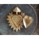 Sacred Heart Metal Heart Milagro Gold Heart Box Ex Voto