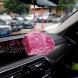 YGMONER Pair of Retro Square Mirror Hanging Couple Fuzzy Plush Dice with Dots for Car Decoration Pink
