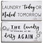 2 Pieces Laundry Room Decor Sign Rustic Farmhouse Laundry Signs Wall Decorations Funny Laundry Room Signs Laundry Room Decoration for Home Laundry Room Bathroom Wall Decor 12 x 6 Inch White