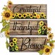 3 Pieces Sunflower Prints Wood Hanging Wall Plaques Grateful Thankful Blessed Wall Art Signs Sunflowers Spring Autumn Positive Sign Wall Art Decor for Bedroom 10 x 4 x 0.2 Inch Black Words