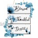 3 Pieces Thankful Grateful Blessed Wood Sign Wall Decor Positive Word Wooden Wall Plaque with Blue Flower Thanksgiving Quote Hanging Wall Sign Rustic Farmhouse Thankful Wall Art for Dining Living Room