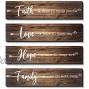 4 Pieces Rustic Wood Sign Wall Decor Faith Makes All Things Possible Quote Sign Rustic Love Hope Family Wood Sign Home Decoration for Home Office Wedding Kitchen 13 x 3 x 0.2 Inch Brown