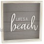 AuldHome Rustic Home Sign Life’s a Beach Gray 10 x 10 Framed Wood Plaque with Farmhouse Style Ship Lap