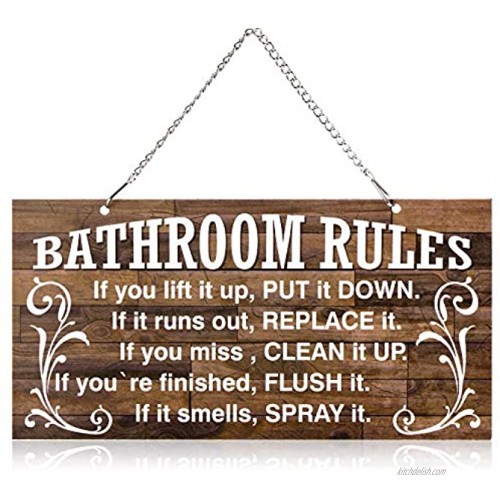 Bathroom Rules Wall Decor Metal Hanging Rustic Bathroom Rules Door Plaque Decor Sign Vintage Bath Metal Wall Art If It Smells Spray It. Sign Plaque Wall Decoration Brown and White,10 x 5 Inches