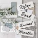cocomong 4 Pack Farmhouse Bathroom Wall Decors Relax Soak Unwind Breathe Signs Funny Vintage Bathroom Wooden Wall Art Rustic Primitive Wooden Decorations for Home Laundry Room Bathroom White Decor