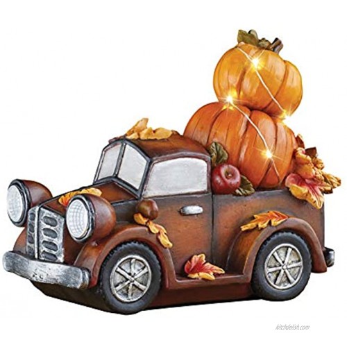 Collections Etc Lighted Truck with Pumpkins Hand Painted Décor Fall Festive Tabletop Display