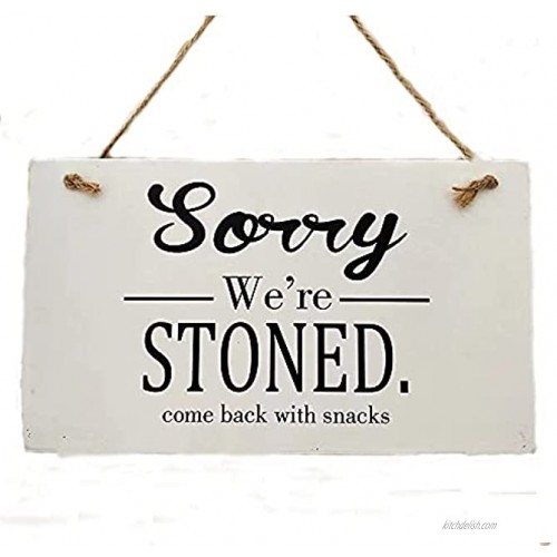 Darknessbreak Funny Wood Sign We’re Stoned Wall Art Decor,11”x6” Funny Sign Best Birthday Gifts for Your Friend Wooden Plaque Sign for Door Handle,Room,Restroom,Party Vintage Decor.
