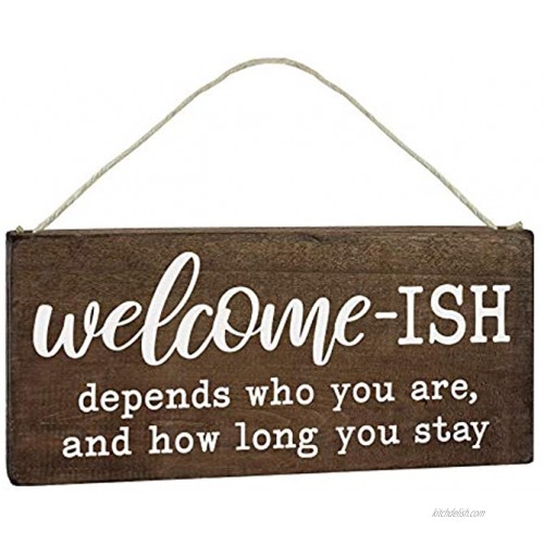 Elegant Signs Welcome Sign for Front Door Funny Welcome-ish Hanging Wooden Plaque Decoration 5.5x12 Rustic Wood Farmhouse Home Decor Porch or Entryway Accent