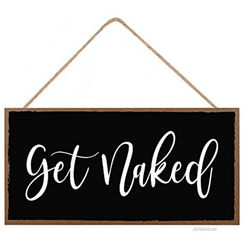 Funny Bathroom Decor Sign Get Naked Guest Half Bath Hanging Wall Art Decorative Signs For Home Kitchen Door Cute Toilet Sayings Farmhouse Plaque 10x5 Chalkboard Quotes Decorations
