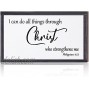 Inspirational Wooden Hanging Wall Plaque Christian Wall Art I can do All Things Through Christ who Strengthens me Religious Wood Bible Verse Sign Decor for Living-room Bedroom 10 x 6 x 0.2 Inch