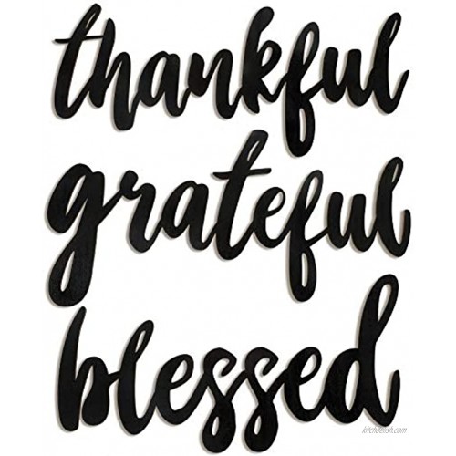 Jetec 3 Pieces Thankful Grateful Blessed Word Sign Wall Decor Wood Cutout Unfinished Rustic Thanksgiving Home Decoration Wall Decoration Art for Indoor Outdoor Living Room and Bedroom