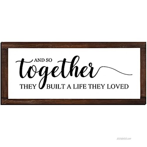 Jetec and So Together They Built a Life They Loved Sign Rustic Farmhouse Decor Rustic Farmhouse Modern Decor Framed Wood Sign Hanging Plaque for The Home Sign Wall Decorations 14 x 6.4 Inches