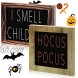 Jetec Halloween Hocus Pocus Wood Block Sign and I Smell Children Wooden Sign Rustic Halloween Tiered Tray Decor for Halloween Party Home Decor