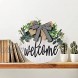 KHOYIME Welcome Sign for Front Porch Rustic Wooden Door Hanger Farmhouse Front Door Decorations for Home Restaurant White
