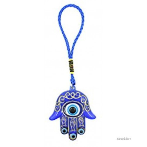 LUCKBOOSTIUM Hamsa Hand Amulet Pendant for Good Luck and Protection Blue White & Black Evil Eye Car Hanging Ornament Rear View Mirror Accessories Home Door Wall & Bag Lucky Charms Blue Resin