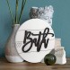 Modern Rustic 3D Bath Sign,Shiplap Farmhouse Bathroom Round Sign for Wall Hanging Decor Handcrafted “Bath” Sign Home Wooden Sign White