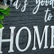 Qmpro Welcome Sign Front Door Decor 3 D Lettering Porch Decor Wreath Farmhouse Wood Home Sign with Artificial Leaves and Rustic Beads Decoration for All The Seasons 12x12 Black