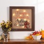 SDKBVOC Fall Wall Decor with Light Farmhouse Rustic Signs Burlap with Embroidery Gnomes Pumpkins Wood Picture Frame for Autumn Harvest Thanksgiving Home Room Decor Ready to Hang 13 x 13 inches Orange & Black
