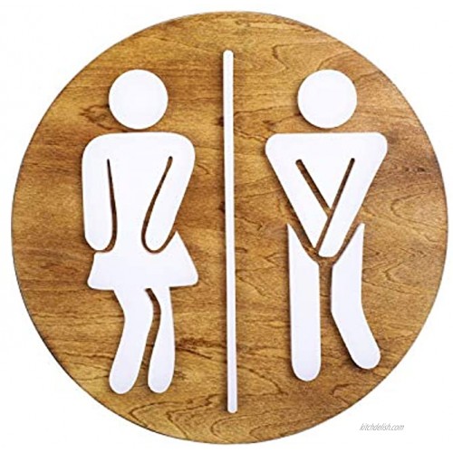 Unisex Bathroom Signs-Cute Bathroom Wall Decor-Funny Restroom sign Birch brown