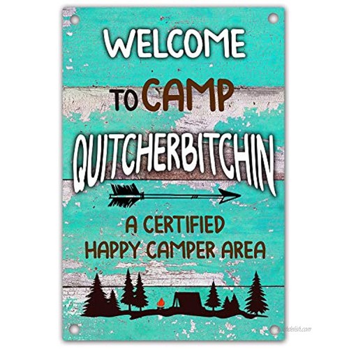 Welcome to Camp Funny Retro Metal Sign Camping Lover Parents Room Camper Wall Decor