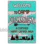 Welcome to Camp Funny Retro Metal Sign Camping Lover Parents Room Camper Wall Decor