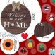 Wooden Seasonal Welcome Door Sign Interchangeable Welcome to Our Home Round Wood Hanging Front Door Sign with Burlap Bow with 15 Seasonal Ornament for Halloween Christmas Holiday Porch Brown