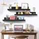 36 Inch Black Floating Wall Ledge Shelves Set of 3 Photo Picture Ledge Shelf with Lip for Office Bedroom Living Room Kitchen