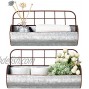 Dahey Farmhouse Galvanized Wall Basket Decor Bathroom Storage Bin Organizer Rustic Metal Wall Planter Wire Back Hanging Shelves for Bedroom Living Room Kitchen Apartment Entryway Laundry Set of 2