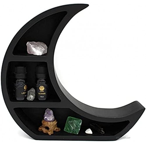 Elsie's Enchanting Entities Crescent Moon Shelf Wiccan Decor and Gothic Decor for The Home Black Crescent Moon Shelf for Crystals and Other Accessories Doubles as a Moon Tray