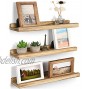 Emfogo Wall Shelves with Ledge 16.9 inch Wood Picture Shelf Rustic Floating Shelves Set of 3 for Storage and Display Carbonized Black