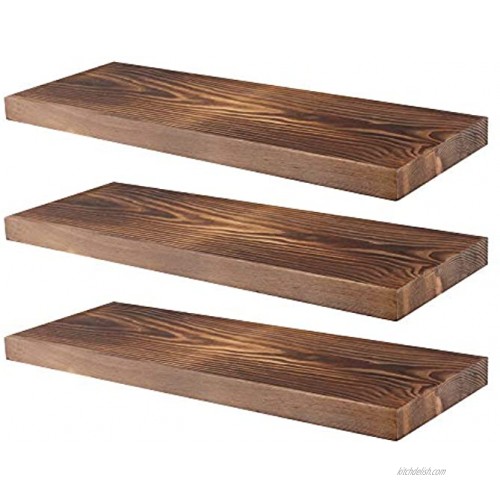 Floating Shelves for Wall Kosiehouse Rustic Pine Wood Farmhouse Invisible Shelf Set for Drywall Storage Rack Display Ledge for Bathroom Kitchen Bedroom Living Room Office Drywall Mounting