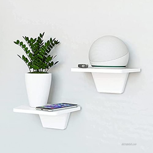 Fytz Design White Small Floating Shelf Set of 2 Small Shelf for Wall with No Drill Shelf Option [ Adhesive Shelf ]