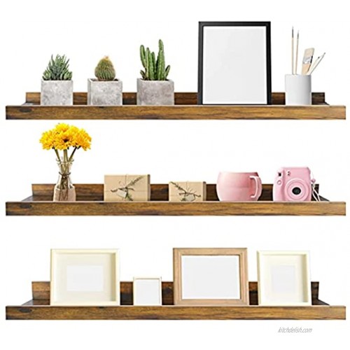 Giftgarden 36 Inch Large Floating Shelves for Wall Set of 3 Rustic Picture Ledge Wall Shelf for Bedroom Kitchen Bathroom Living Room Nursery Display 3 Different Sizes
