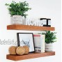 Homeforia Rustic Farmhouse Floating Shelves Bathroom Wooden Shelves for Wall Mounted Thick Industrial Kitchen Wood Shelf 24 x 6.5 x 1.75 inch Set of 2 Honey Oak Color