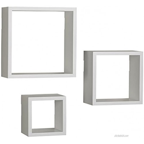 Melannco Floating Square Cube Shelves for Bedroom Living Room Bathroom Kitchen Nursery Set of 3 White 3 Count