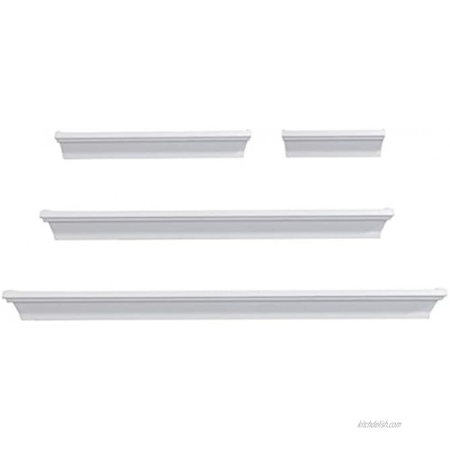 Melannco Floating Wall Shelves for Bedroom Living Room Bathroom Kitchen Nursery Set of 4 White 4 Count