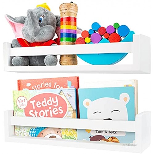 Nursery Shelves White Floating Nursery Bookshelves Set of 2 Beautiful Book Shelves Nursery Decor for Kids Room Bathroom or Baby Nursery