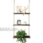 POTEY Wall Hanging Plant Shelf 3 Tier Wood Brown Floating Shelves Indoor with Rope Rustic Storage Rack Succulents Home Decor for Window Kitchen Bathroom Bedroom