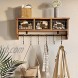 Rolanstar Wall Mounted Shelf with Hooks Entryway Organizer Shelf with Storage Cabinets Wall Mount Coat Rack with 6 Hooks 24” Hanging Coffee Bar Shelf for Living Room Bathroom Kitchen Rustic Brown