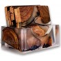 Avocrafts Wooden Coasters Set Epoxy Coasters Modern Coasters with Holder Cedar Wood Coaster Full Set of 6 with Holder