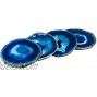 Blue Agate Coasters Set of 4 3.5-4 Brazilian Geode Crystal Decor 3.5-4 Blue